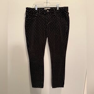 Free People Black and White Polka Dot Velvet Pants Size 30